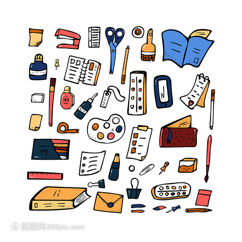 手繪涂鴉風學生文具