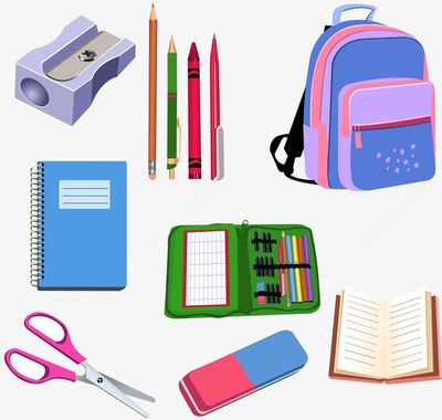 卡通學生學習用品和文具盒免摳素材_新圖網(wǎng).