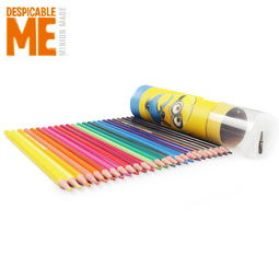 神偷奶爸正品小黃人無木油性彩鉛24色含削筆器包郵小學(xué)生兒童幼兒園繪畫素描美術(shù)用品文具用品彩色鉛筆