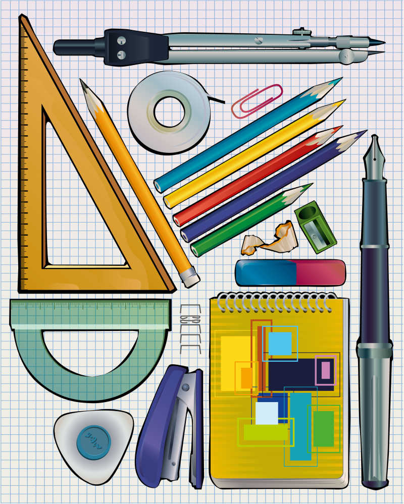 成套文具用品圖片素材-文具用品素材-jpg圖片格式-macw站素材